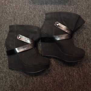 Stylish Black Wedge Ankle Boots